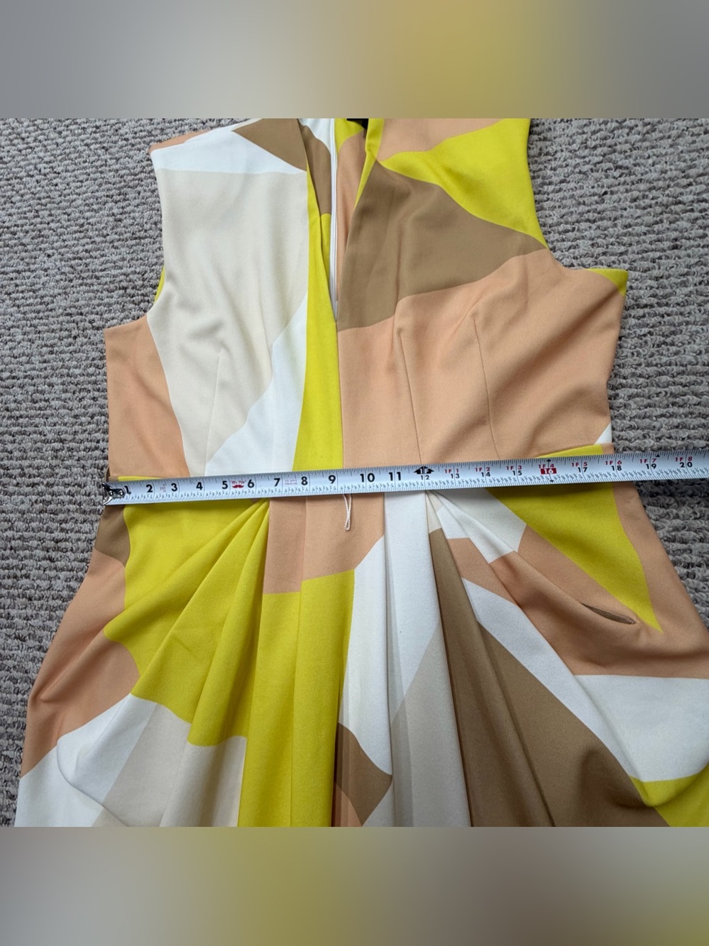 Donna Karan New York Colorblock Dress 16 Midi Sheath Yellow Beige Corporate Chic - Picture 12 of 16